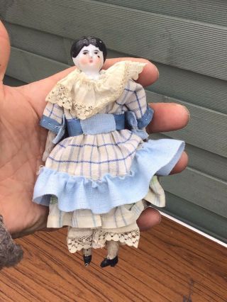 Rare Antique Miniature German Bisque Shoulder Doll 5 3/4 " Tall