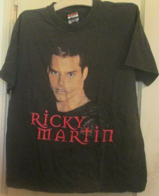 Vintage Ricky Martin 2000 Tour Black Tee T Shirt Size Missing Tag
