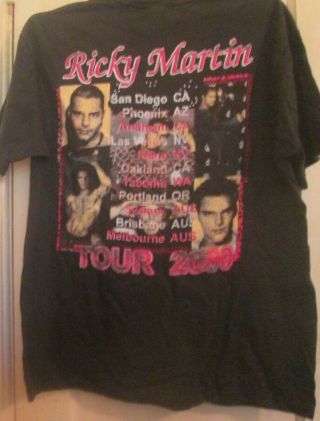 Vintage RICKY MARTIN 2000 Tour black tee T Shirt Size MISSING tag 3