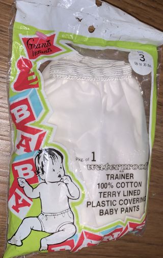 Grants Infants Waterproof Terry Lined Plastic Baby Pants Diaper Nos Baby Vintage