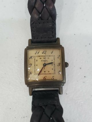 Men Fossil Gr - 9007 Leather Weave Band Analog Quartz Vintage Watch Battery