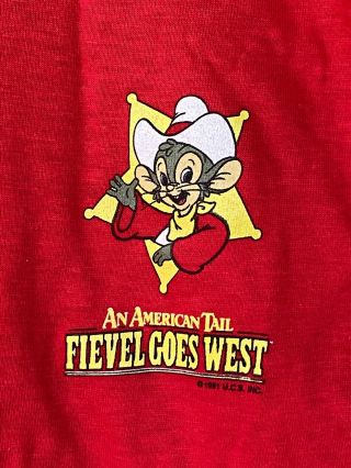 Vintage T - Shirt An American Tail Fievel Goes West 1991 Movie Promo Screen Stars
