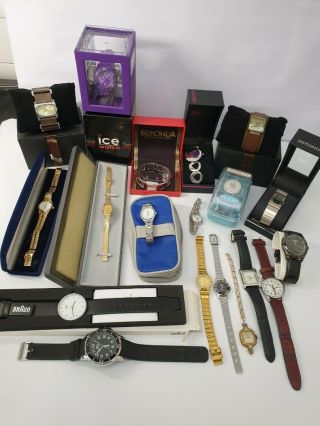Mixed Bundle Of 19 Watches Wristwatches Various Makes Spares And Repairs Models
