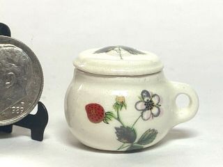 Vintage Artisan Floral Lidded Crock 1:12 Dollhouse Miniature Ceramic Painted