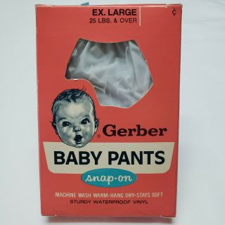 Vtg Gerber Baby Pants Snap On Vinyl Size Xl 25 Lbs & Over Pull - Ups Nwt Nip Nos