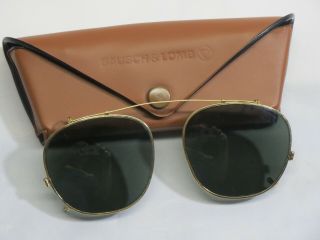 Vintage Bausch And Lomb Clip On Aviator Style Sunglasses 48mm Ray Ban G - 15 Lens
