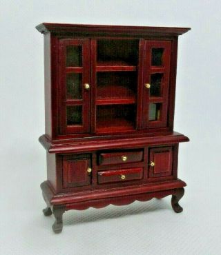 1:24 Scale Vintage Dollhouse Miniature Tall 4 Door 2 Drawer China Cabinet Curio