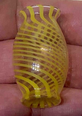 Vintage Dollhouse Miniature Blown Glass Vase,  Yellow Swirl Stripe Design