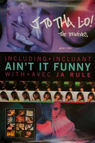 Vintage 2002 J - Lo Remixes Jennifer Lopez Double Sided Promotional Poster 24”x36”
