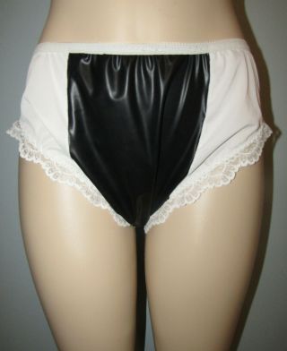 Custom Black White Sanitary Nylon Lace Latex Panties Hi Hip Bikini Brief Sz 8