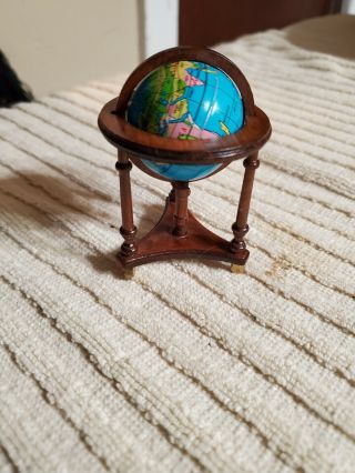 Globe On Wheeled Floor Stand - Dollhouse Miniature 1:12 Scale