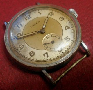 Vintage 1930s Oversized LANCO 15 Jewels Military Swiss Made Running Wristwatch 2