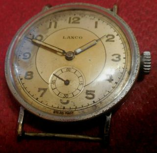 Vintage 1930s Oversized LANCO 15 Jewels Military Swiss Made Running Wristwatch 3