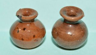 Dolls House Miniature : 1:12 Scale Hand Made Studio Pottery Terracotta Vases X 2