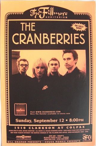 The Cranberries 1999 Denver Concert Tour Poster - Irish Alternative Rock Music