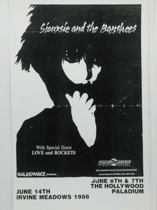 Siouxsie And The Banshees Love And Rockets Hollywood 1986 Vintage Concert Poster