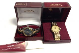 Set Of 2 Rotary Wrist Watches Boxed Watches Stainless Steel Designer Collectable