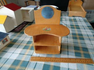 Vintage Dolls Wooden Dressing Table With Mirror.  Possibly From 1960 