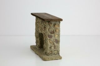 Vintage Miniature Handmade Wood & Stone Fireplace,  Dollhouse Furniture,  Diorama 3