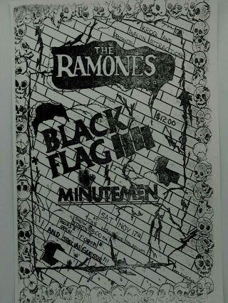 The Ramones Black Flag At The Hollywood Paladium Vintage Punk Concert Poster