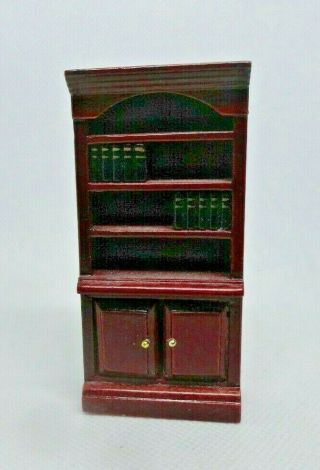 1:24 scale vintage dollhouse miniature Tall 2 door 4 shelf Bookcase with Books 2
