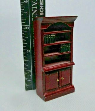 1:24 scale vintage dollhouse miniature Tall 2 door 4 shelf Bookcase with Books 3