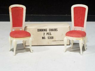 Vintage Miniature Dollhouse Furniture - White Plastic Dining Chairs Hong Kong