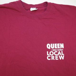 Queen,  Adam Lambert Local Crew Concert Tour Tee T Shirt Sz Mens Xl
