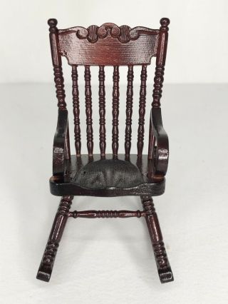 Vintage Miniature Wood Dollhouse Spindle Rocking Chair.  1:12 Scale.