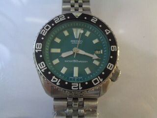 Seiko Diver Mens Watch Date Calendar Automatic 7002 - 7000 Green Dial Sn.  350199
