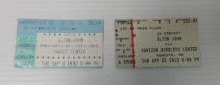 2 Elton John Ticket Stubs 1992 & 2012 Target Center Mpls Verizon Mankato Mn