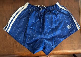 Nos Adidas Blue Trefoil Vintage 1980s Soccer West Germany Shorts Size D6 (m)