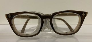 Vintage Horn Safety Eye Glasses Brown B&l 5 1.  2 Z87 5 1/2