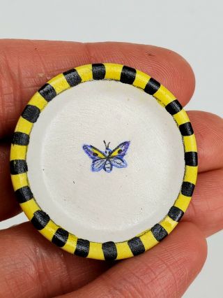 Vintage Porcelain Butterfly Platter 1:12 Dollhouse Miniature Yellow & Black Dish