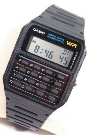 Men Casio Calculator Watch 437 Ca - 53w Chronograph Alarm Black Resin Band
