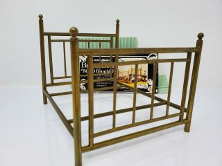 Vtg.  Miniature Dollhouse 100 Brass Old Fashioned Double Bed 1:12 Scale