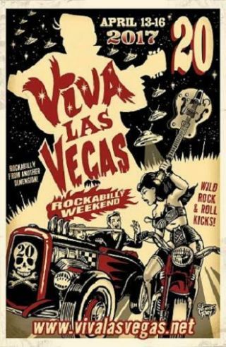 Viva Las Vegas Rockabilly Weekend Poster Vlv20 Lithograph Vince Ray Art 2017