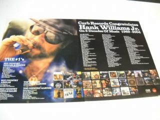 Hank Williams Jr.  Congrats.  On 5 Decades Of Music 2 - Piece 2004 Promo Poster Ad