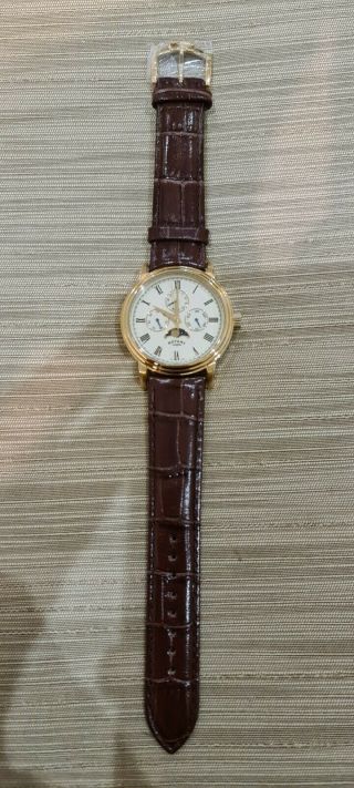 Gents Rotary Brown Croco Leather Strap Moonphase Watch Needs Battery Gs00124/03