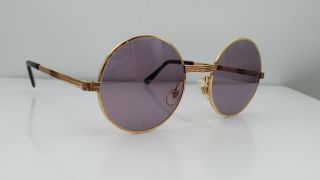 Vintage 14k Gold Filled Metal Round Sunglasses Frames France
