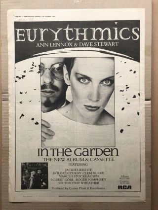 Eurythmics In The Garden Poster Sized Music Press Advert From 1981 - Pr