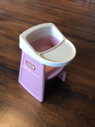 Doll House Size Girl Baby Little Tikes Pink High Chair Toy Vintage Plastic 3 1/2
