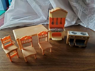 Sylvanian Families Calico Critters Dining Table,  Stoves,  Chairs & High Chair.