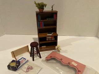 Miniatures - Dollhouse / Shadowbox Accessories - Bookcase,  Stool,  Etc.