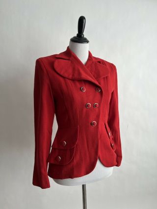 Best Vintage 1940s Suit Jacket Red Wool Nip Waist Db M