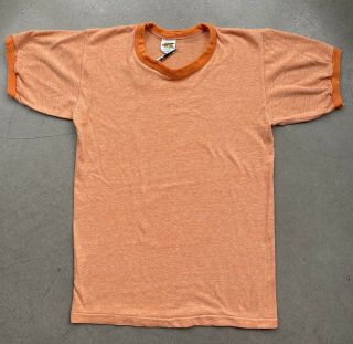 Vtg 70s Russell Ringer T Shirt 50/50 Single Stitch Heathered Orange Xs Youth L