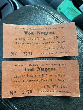 Ted Nugent And Rush Concert Ticket Stubs 1977 Kansas City Municipal Aud