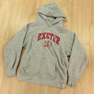 Vtg 70s 80s Exeter Hoodie Sweatshirt Fits Small / Xs Triblend Usa School Zip