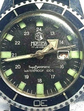 Mortima XXL Vintage Dive Men ' s Watch SuperDatomatic Wrist Cattin France 41 mm 2