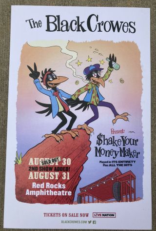 The Black Crowes Shake Your Money Maker 2021 Red Rocks Flyer 11x17 Promo Poster